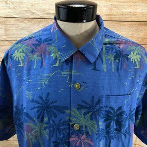 Tommy Bahama Hawaiian Shirt XL Silk Blue